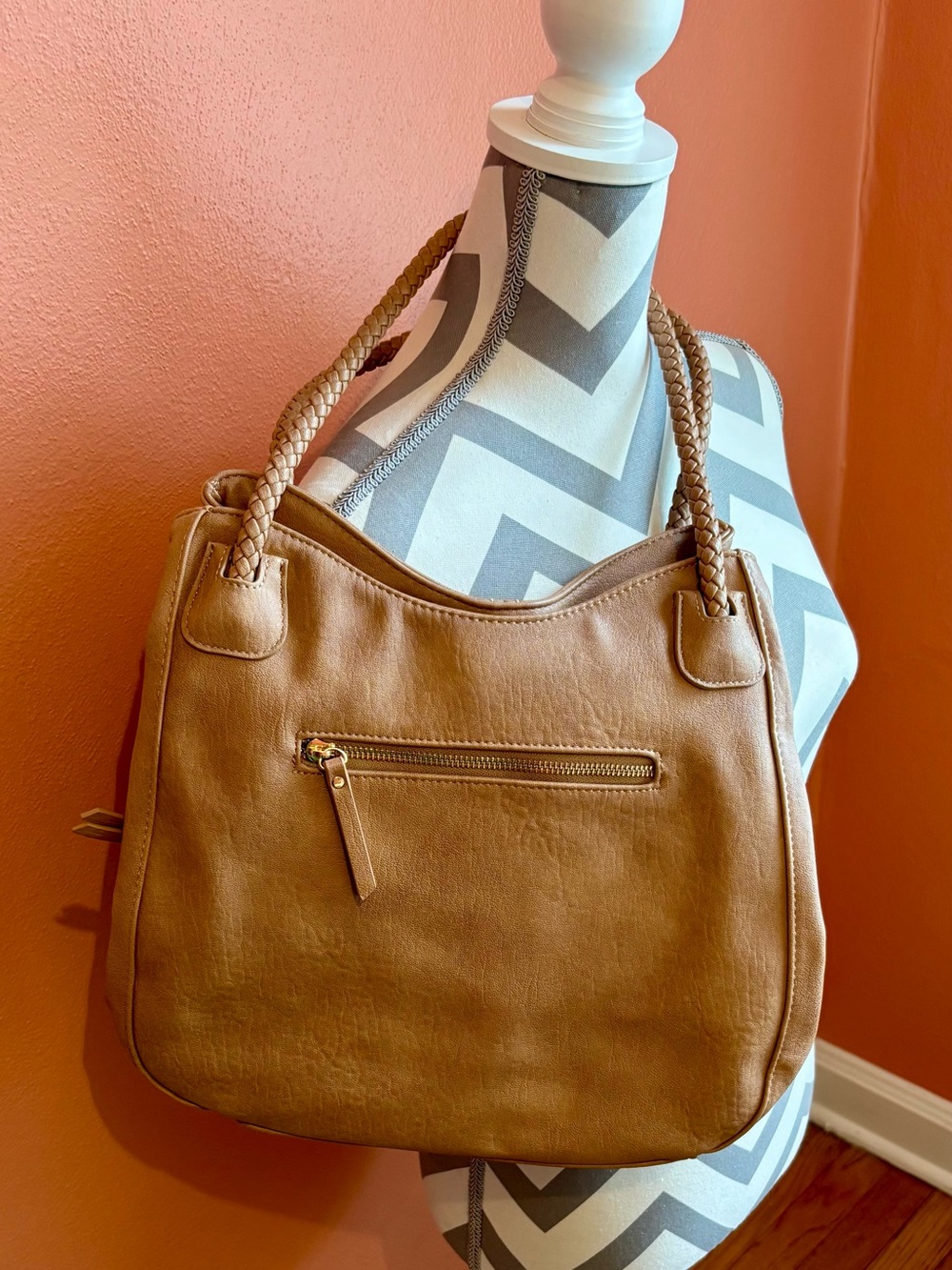 Antik Kraft Tan Shoulder Bag with Braided Handles